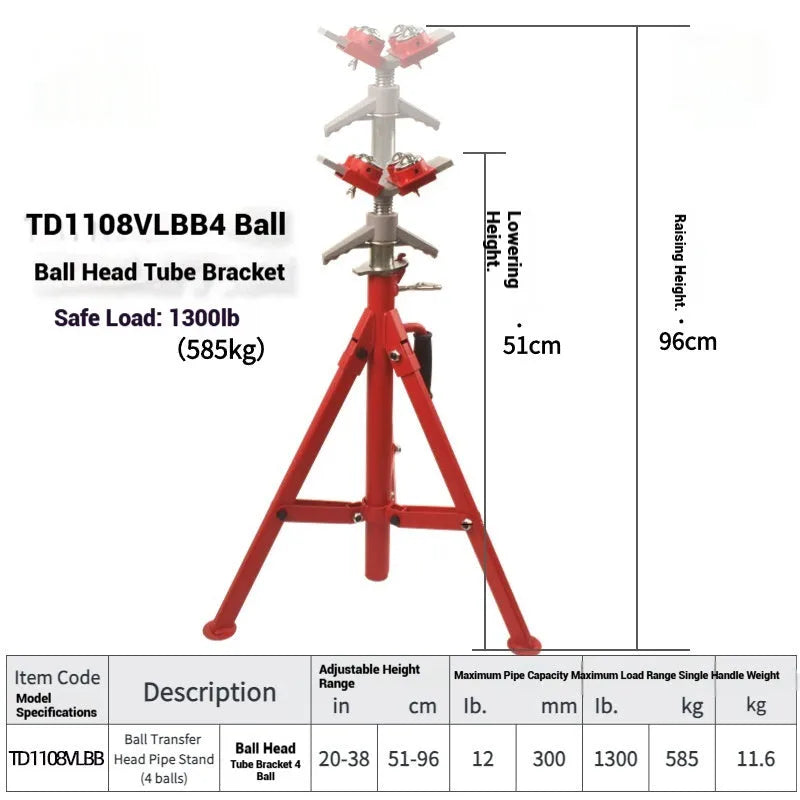 Metal V-head pipe support bracket with ball joints for steel pipe installation
