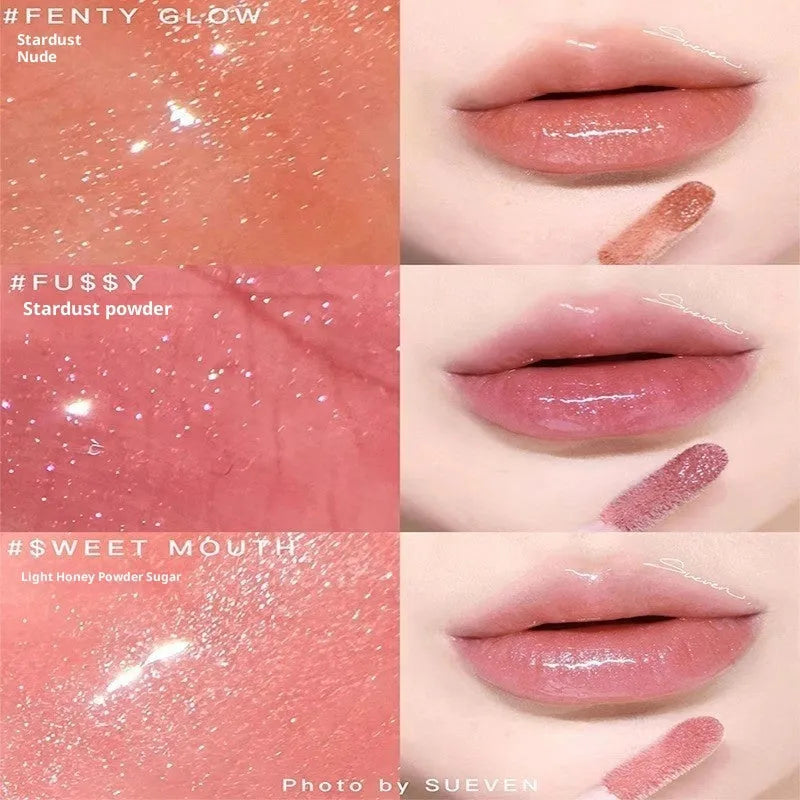 Mirror Water Light Highlight Lip Lacquer lip gloss tube with wand applicator in streamer 01 Fenty Glow
