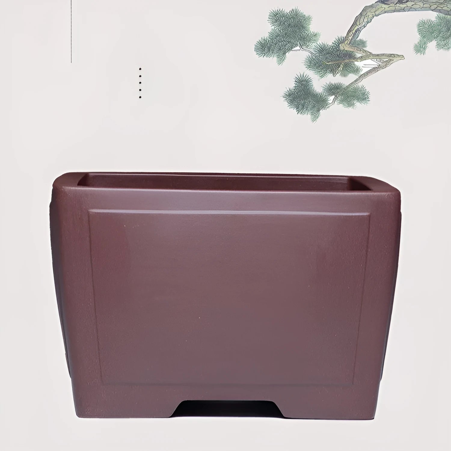 Square purple clay succulent bonsai pot with classical design for plant display
