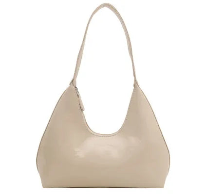 French style PU leather shoulder bag with sewing line detail and dumpling shape, available in multiple colours