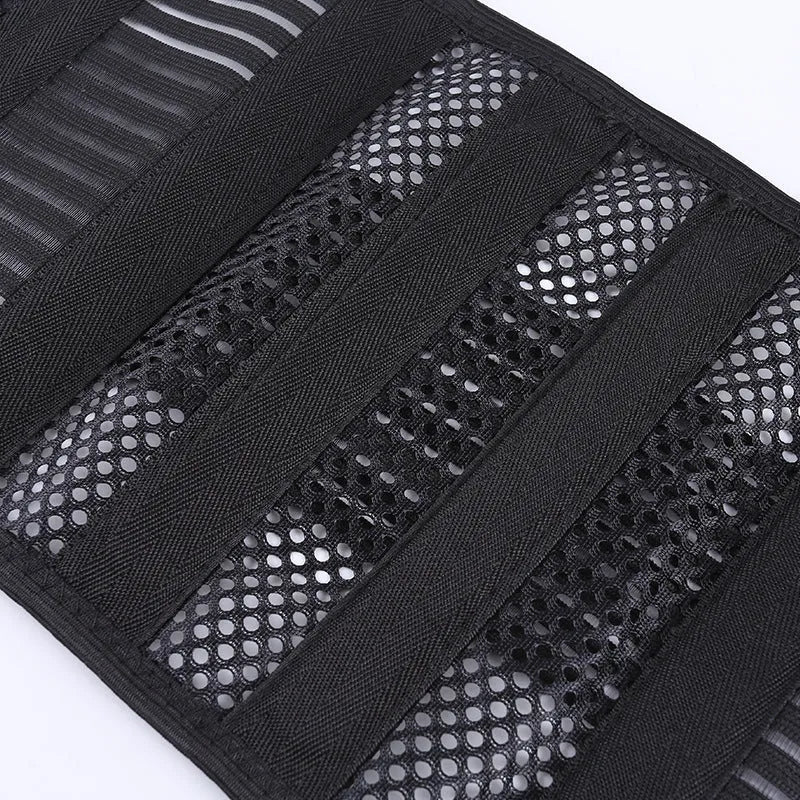 Black sports waist support belt with steel plate lumbar protection for fitness activities