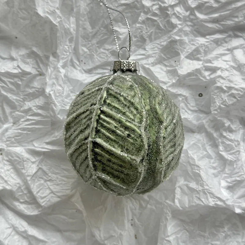 Handmade glass Christmas pendant bauble 8cm diameter green colour option