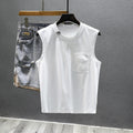 Cotton sleeveless t-shirt in loose fit with straight hem design for fitness and casual wear