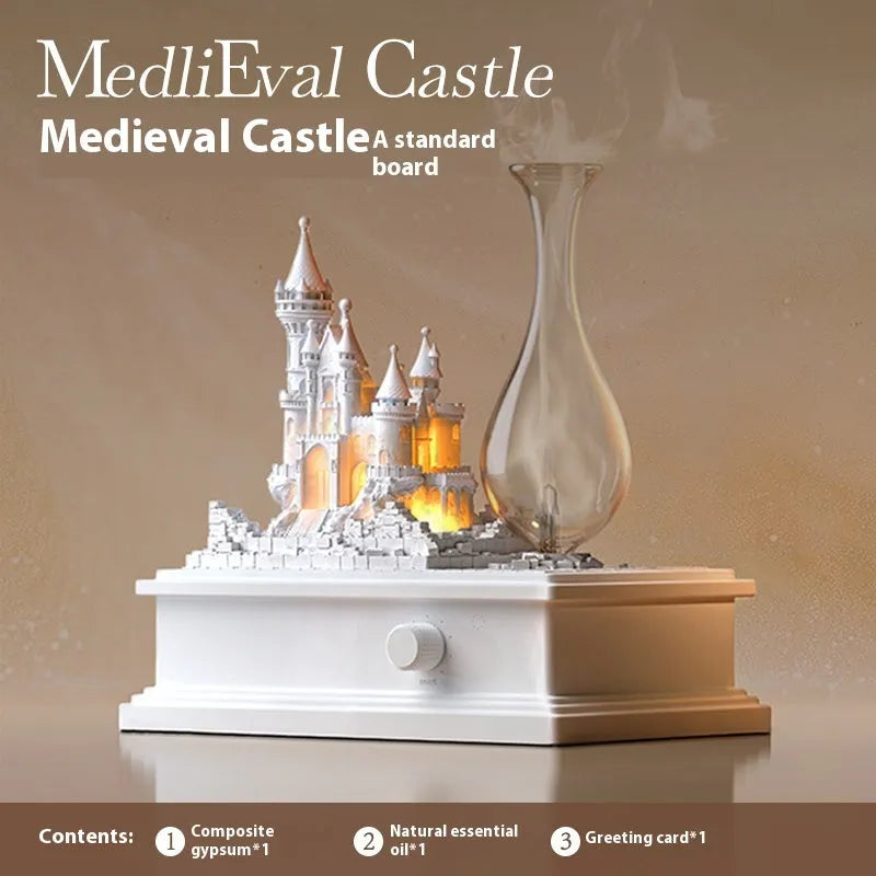 White composite gypsum medieval castle aromatherapy machine with cold fragrance analyser and ambient lighting