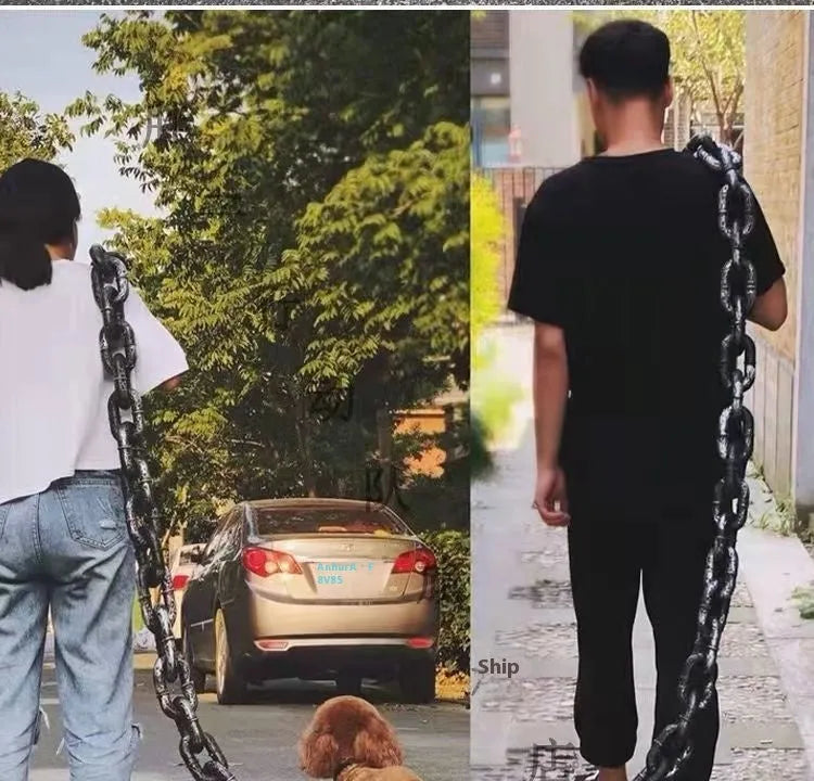 PP plastic simulation dog leash video prop in bronze, antique silver, or black colour.