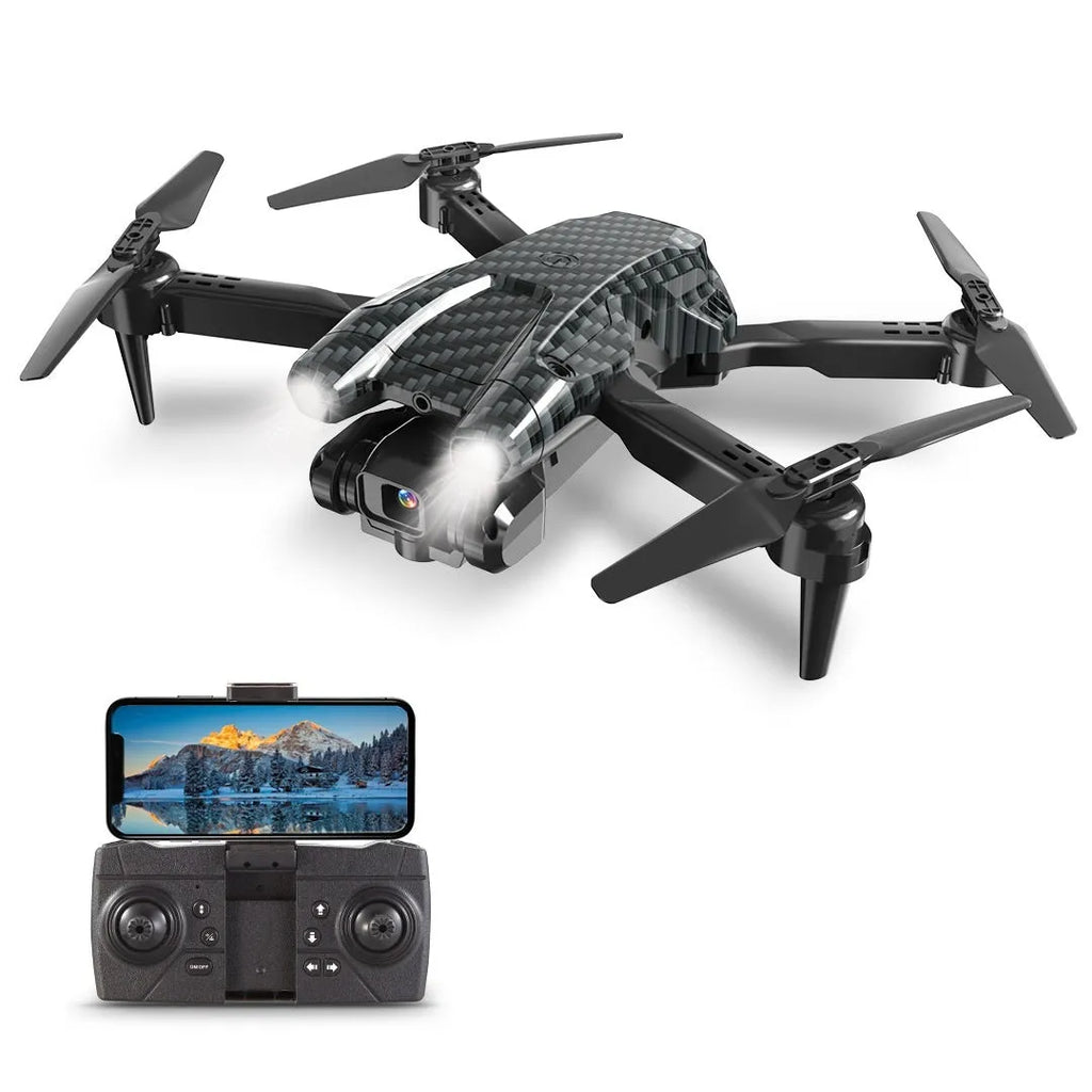 S138 black and carbon fibre folding drone with dual cameras for obstacle avoidance aerial photography