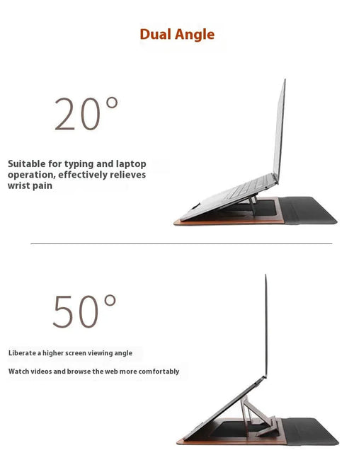 13.3 inch integrated dual-angle laptop bracket bag in black and brown options