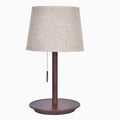 Walnut solid wood bedside table lamp with fabric shade and cable switch