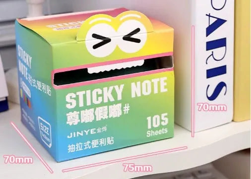 Pearl gradient transparent pull-out sticky notes in six colour series with 105 pages per pad