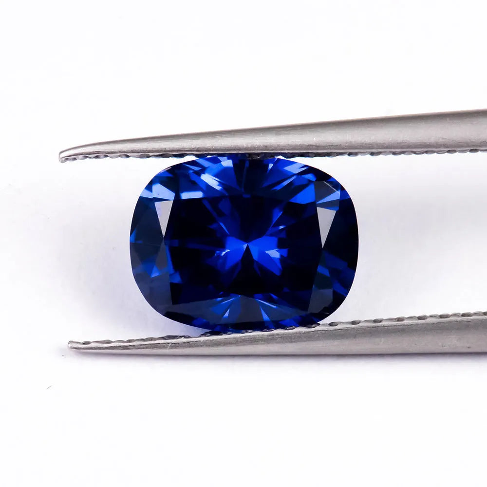Royal blue heart-shaped tiara cut cubic zirconia loose gemstone on white background
