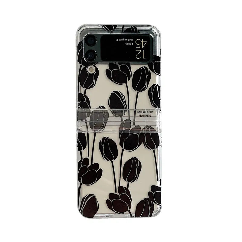 Flower design phone case for Samsung Galaxy Z Flip folding screen smartphone