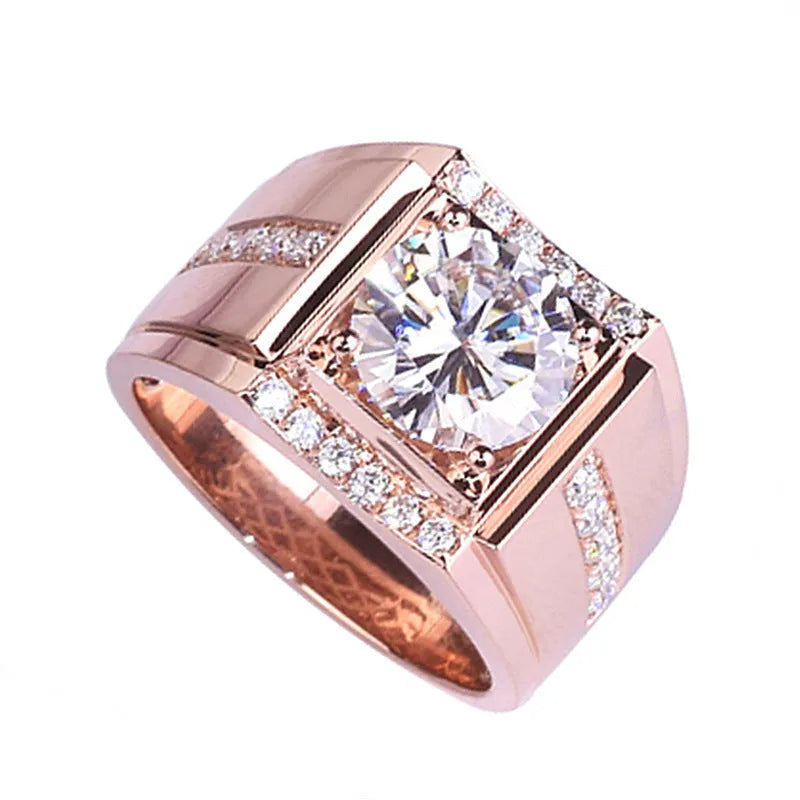 Men's geometric diamond ring with adjustable opening in rose gold, gold or platinum colours