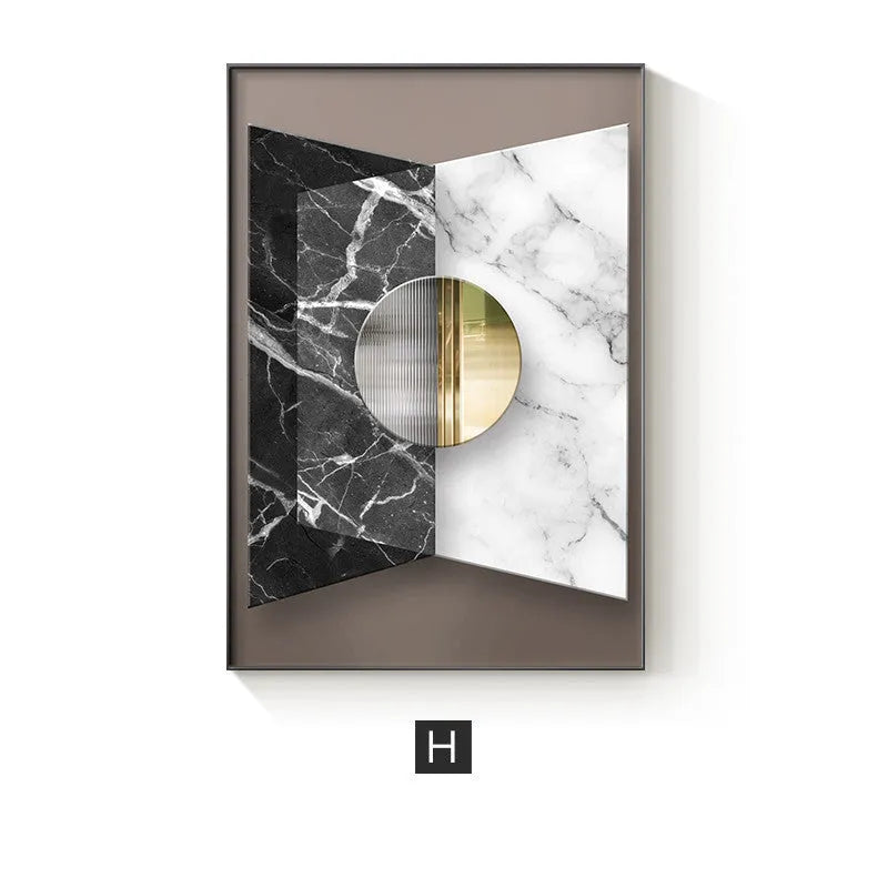 Abstract geometric canvas painting wall art poster in modern design