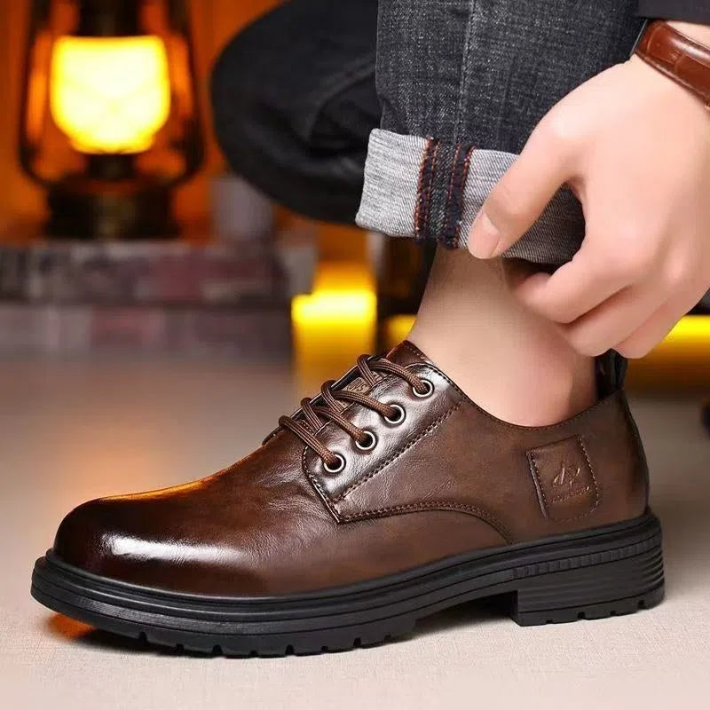 Black and brown lace-up slip-on loafers with PU upper, PVC sole, flat heel, round toe, low-cut shaft, sizes 39-44