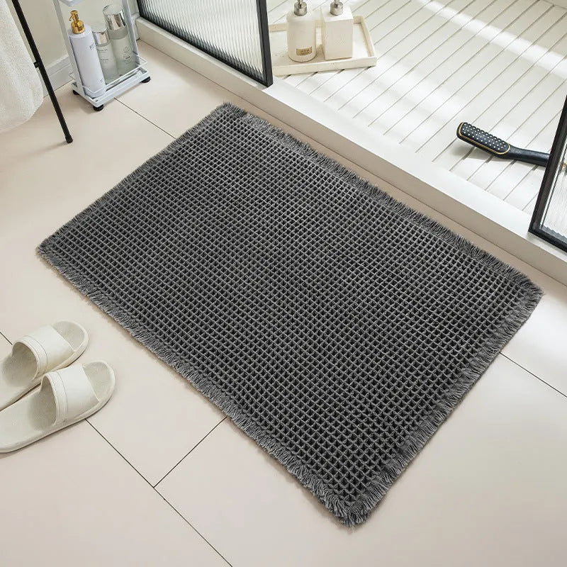 Checkered pattern non-slip bathroom floor carpet in a choice of colours and sizes