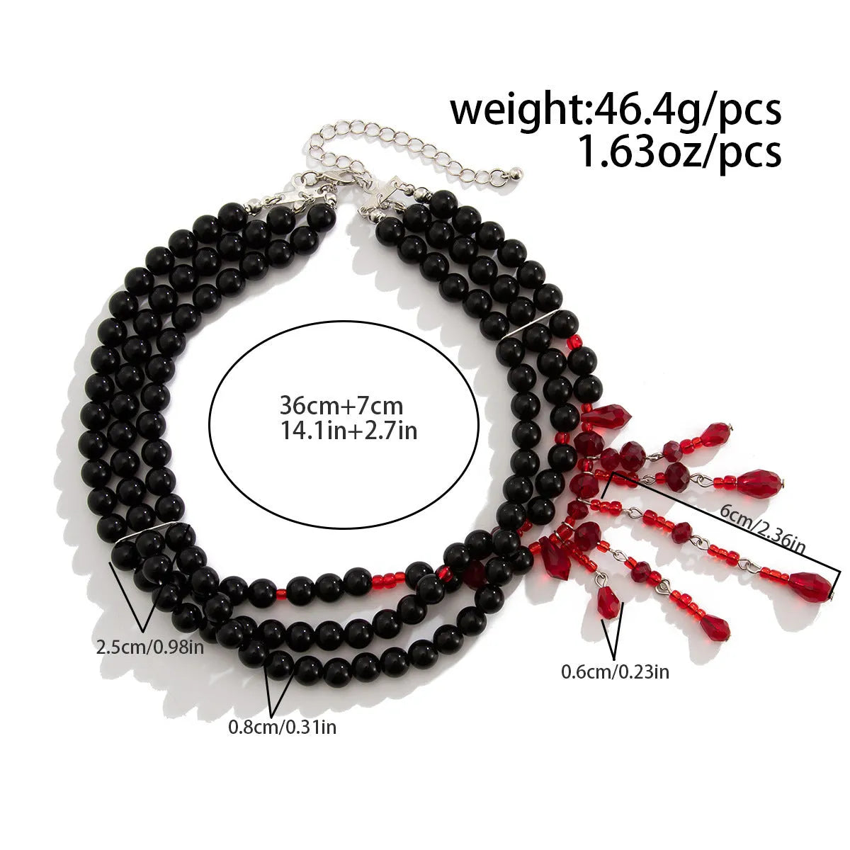 Men's Halloween blood drop tassel necklace with artificial crystal pendant and imitation pearl chain