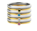 A geometric titanium steel ring engraved with a December birthstone superimposed design.