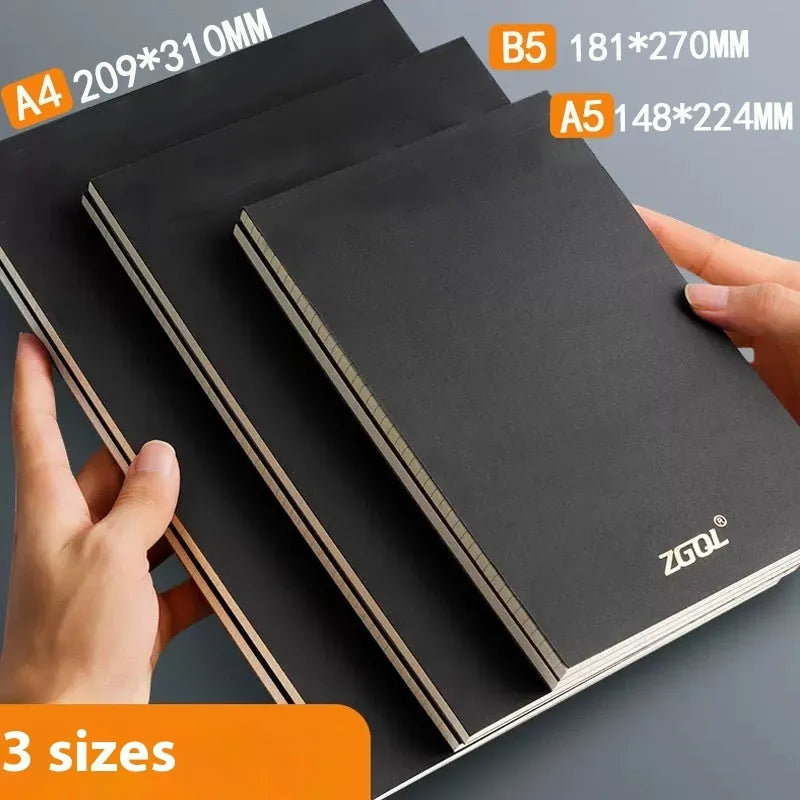 Writing pads notebook in A5, B5 and A4 sizes with blank, grid or lined pages