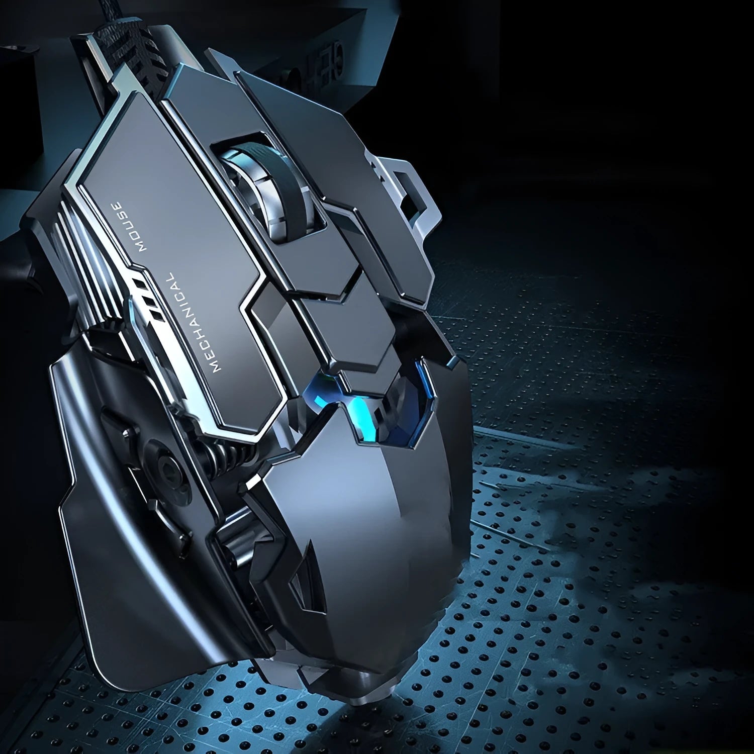 Forerunner MK500 wired esports gaming mouse in metallic black with USB cable
