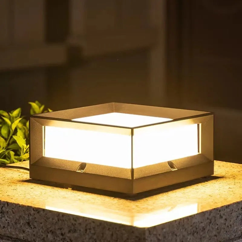 Aluminium outdoor solar LED column light with IP54 waterproof rating for garden pathways.