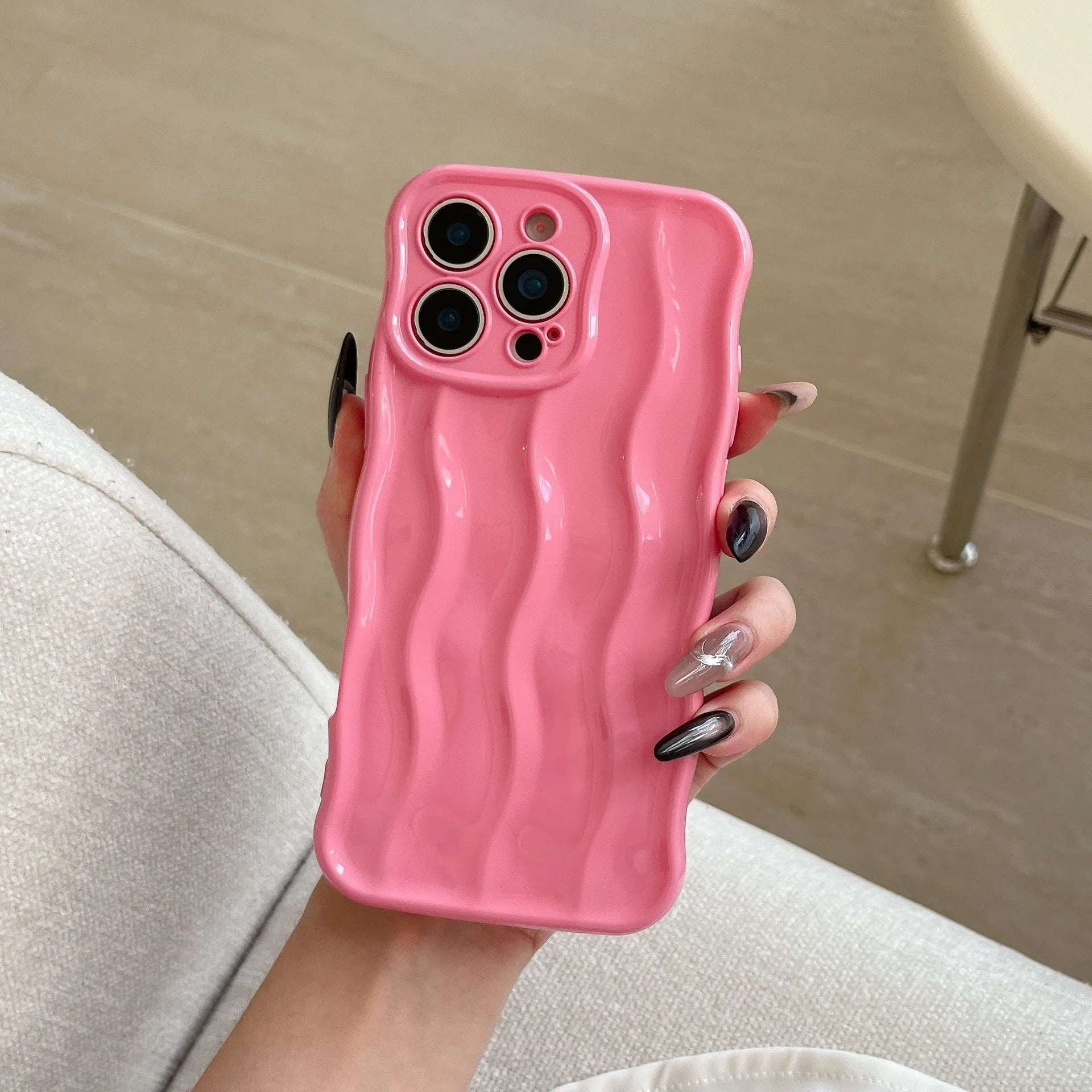 Electroplating three-dimensional wave stripe TPU phone case for iPhone 17 series in multiple colour options