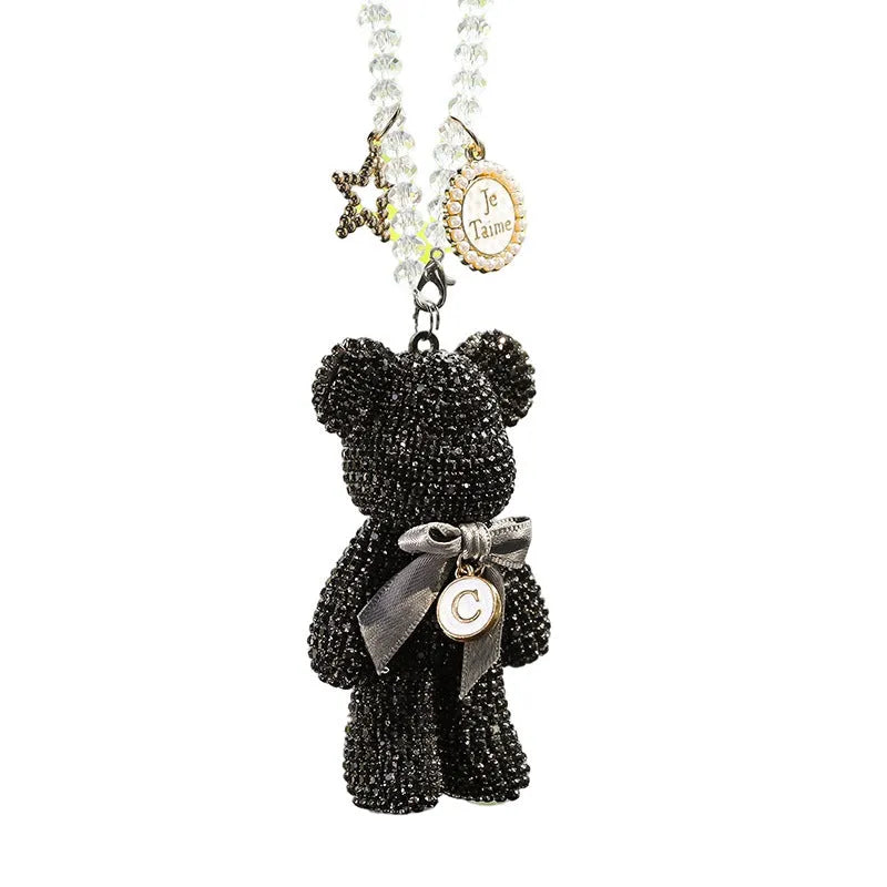 Violent bear design car rearview mirror pendant with crystal rhinestones in three colour options