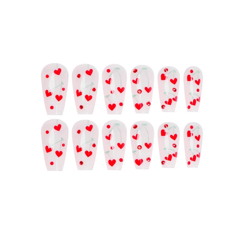 French Love Red Diamond small cherry nail art sticker set with 24 sheets and adhesive glue, JP1601 colour