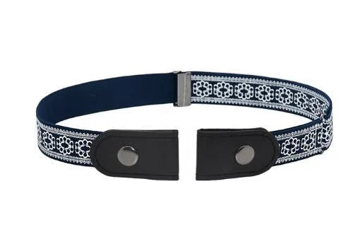Imitation leather belt with square alloy buckle and car suture stitching on neutral background