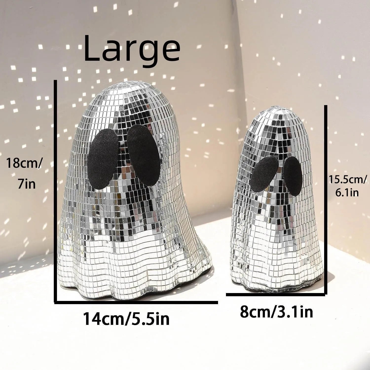 Silver glass Halloween desktop decoration with mosaic mirror patch diss cute design