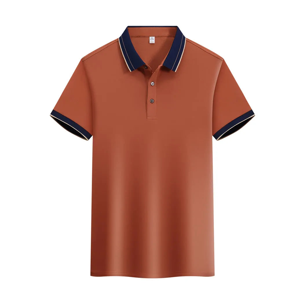 Ice Ion mercerised pearl cotton colour matching collar polo shirt in white, men and women regular fit short sleeve