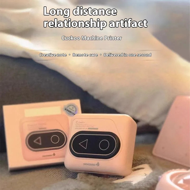 Portable Bluetooth mini thermal printer in avocado green with mobile phone showing wireless connection