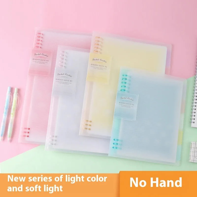 Refillable spiral notebook in A5 and B5 sizes with colourful PP cover options