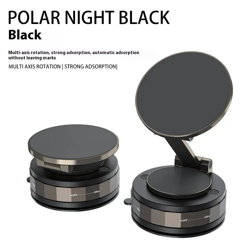 Folding vacuum suction cup car phone holder in black T30 made of zinc alloy