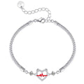 Bagley S925 silver heartbeat signal couple bracelet with heart shape pendant
