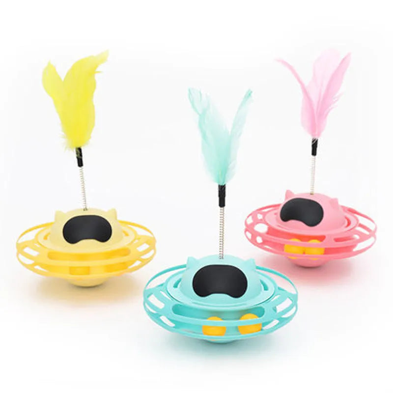 Pink cat tumbler toy with self-hi stick measuring 17 cm for mechanical interactive play