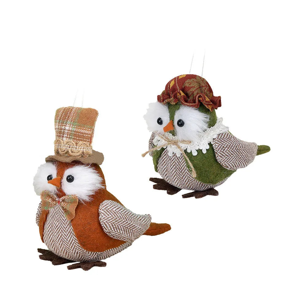 Thanksgiving owl harvest bird pendant ornament in orange or green colours for seasonal holiday décor