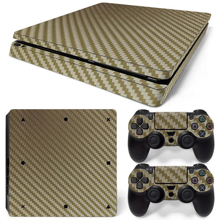 PS4 Slim carbon fiber console skin sticker with grinding yarn texture and HD print in black carbon fiber colour