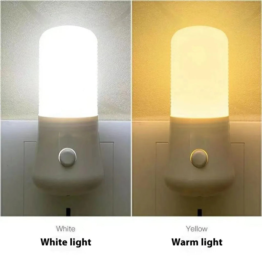 Minimalist white cube plug-in night light with US plug and selectable light colours