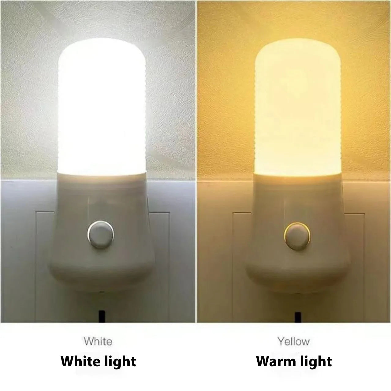 Minimalist white cube plug-in night light with US plug and selectable light colours