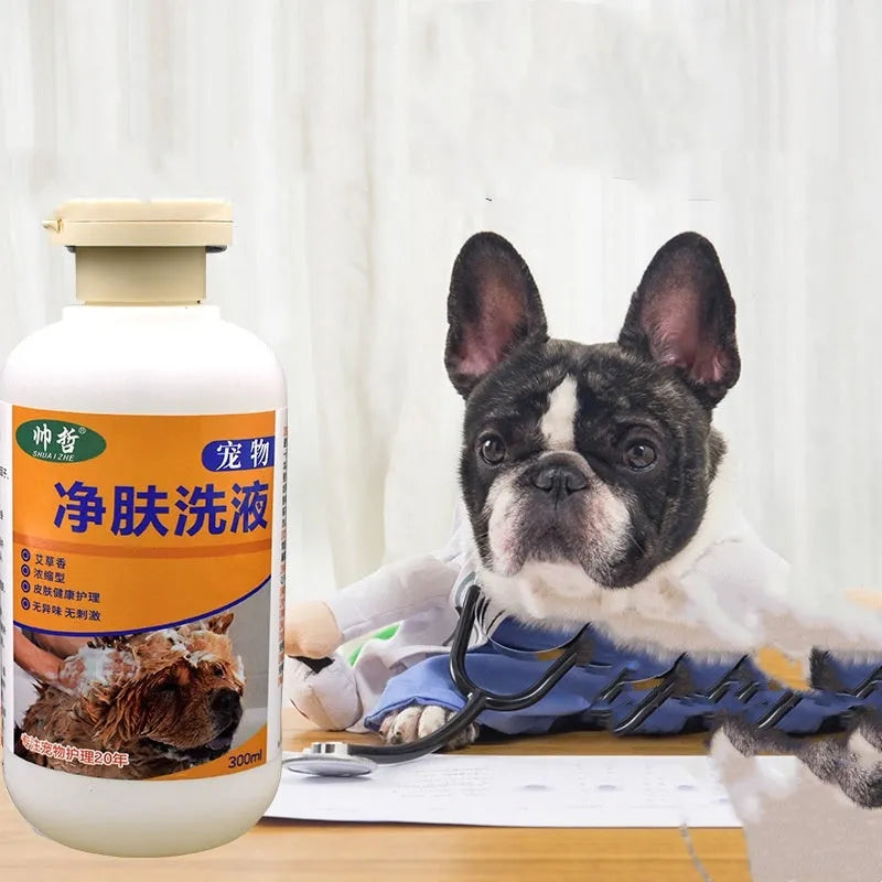 300ml bottle of pet medicine cleansing lotion for dog and cat skin moss care with deodorising action