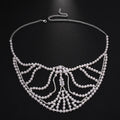 Geometric women's party mask with rhinestone decoration in silver or gold alloy