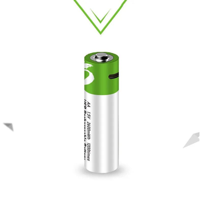 AA and AAA rechargeable lithium batteries with USB charging cable, 1.5V, 2600mWh and 750mWh capacity