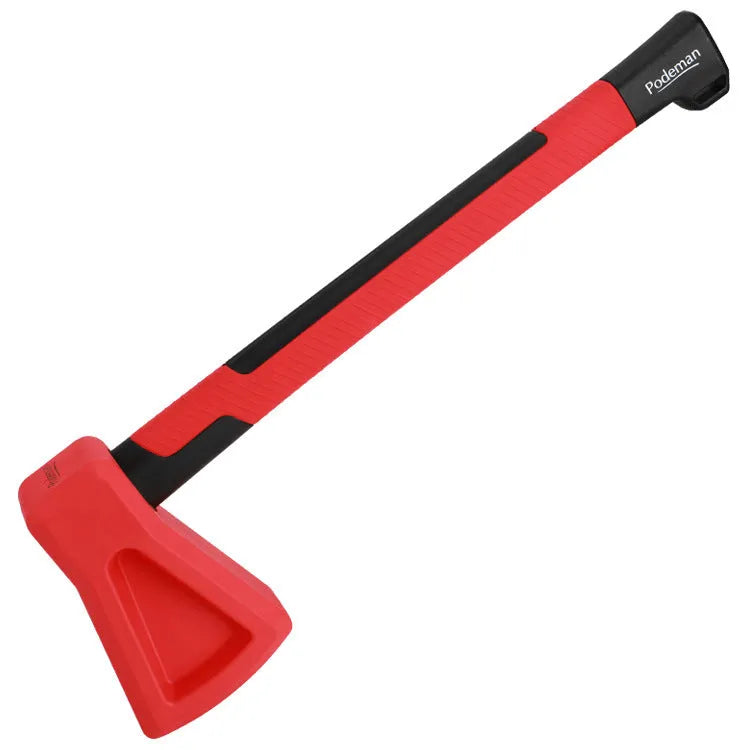 Red plastic fitness axe trainer for home gym muscle conditioning.