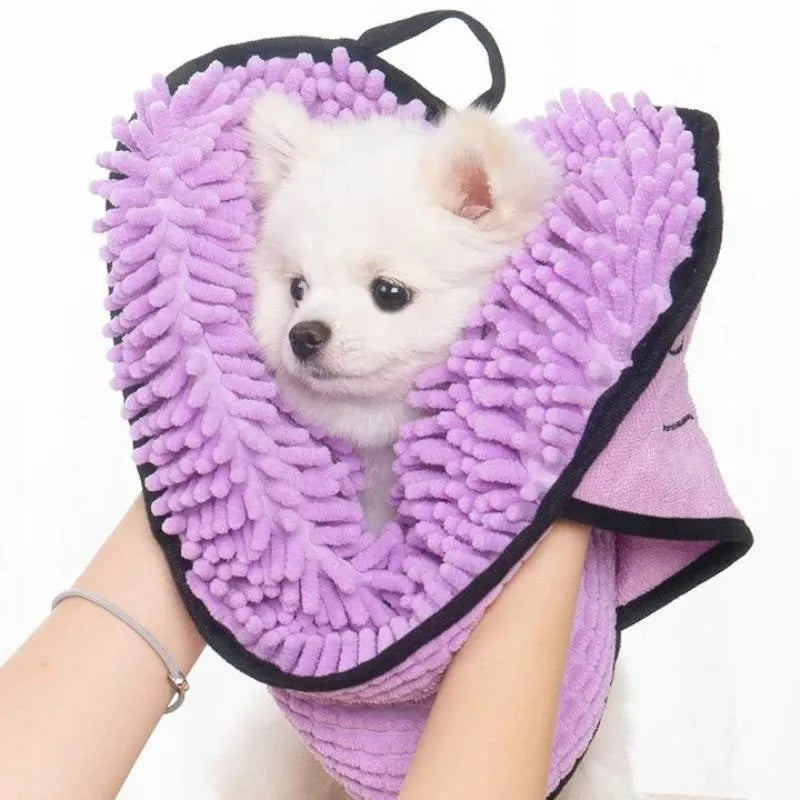 62x23cm pet bath robe towel in blue, grey, purple, and red colour options