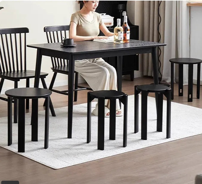 Stackable iron dining stool with round seat in modern simplicity style