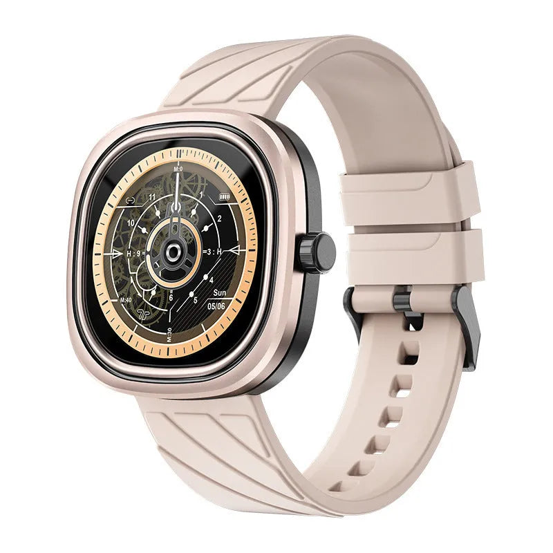 Black smart bracelet watch with 1.32-inch touch screen on silicone wristband