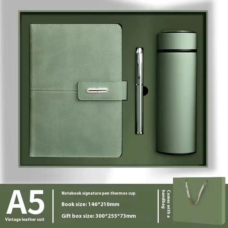 A5 notebook with PU leather cover in multiple colour options including red, green, blue and black