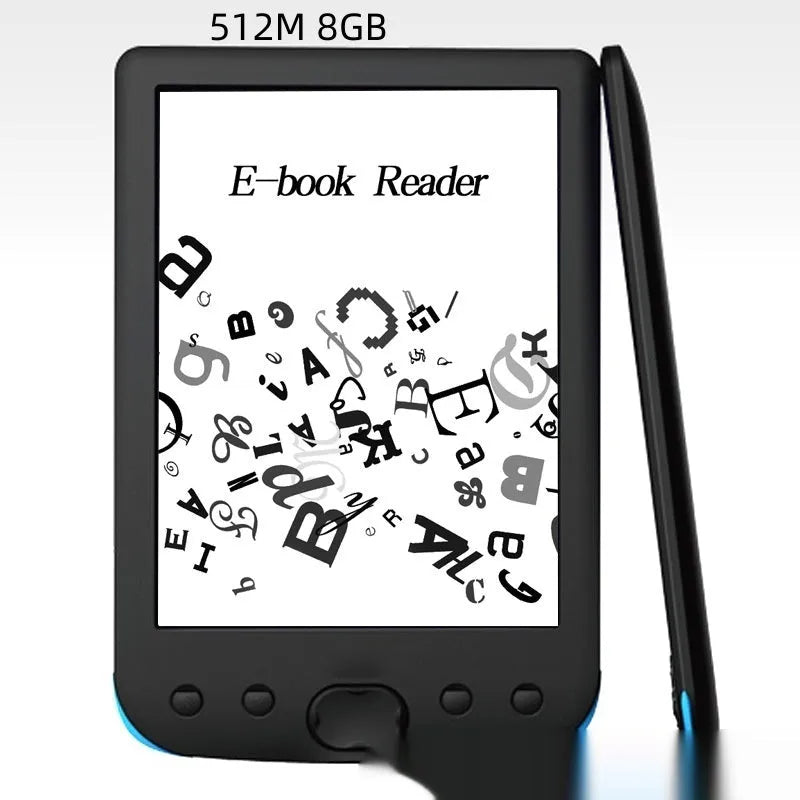 Black 6-inch E-ink e-book reader with multiple storage capacity options