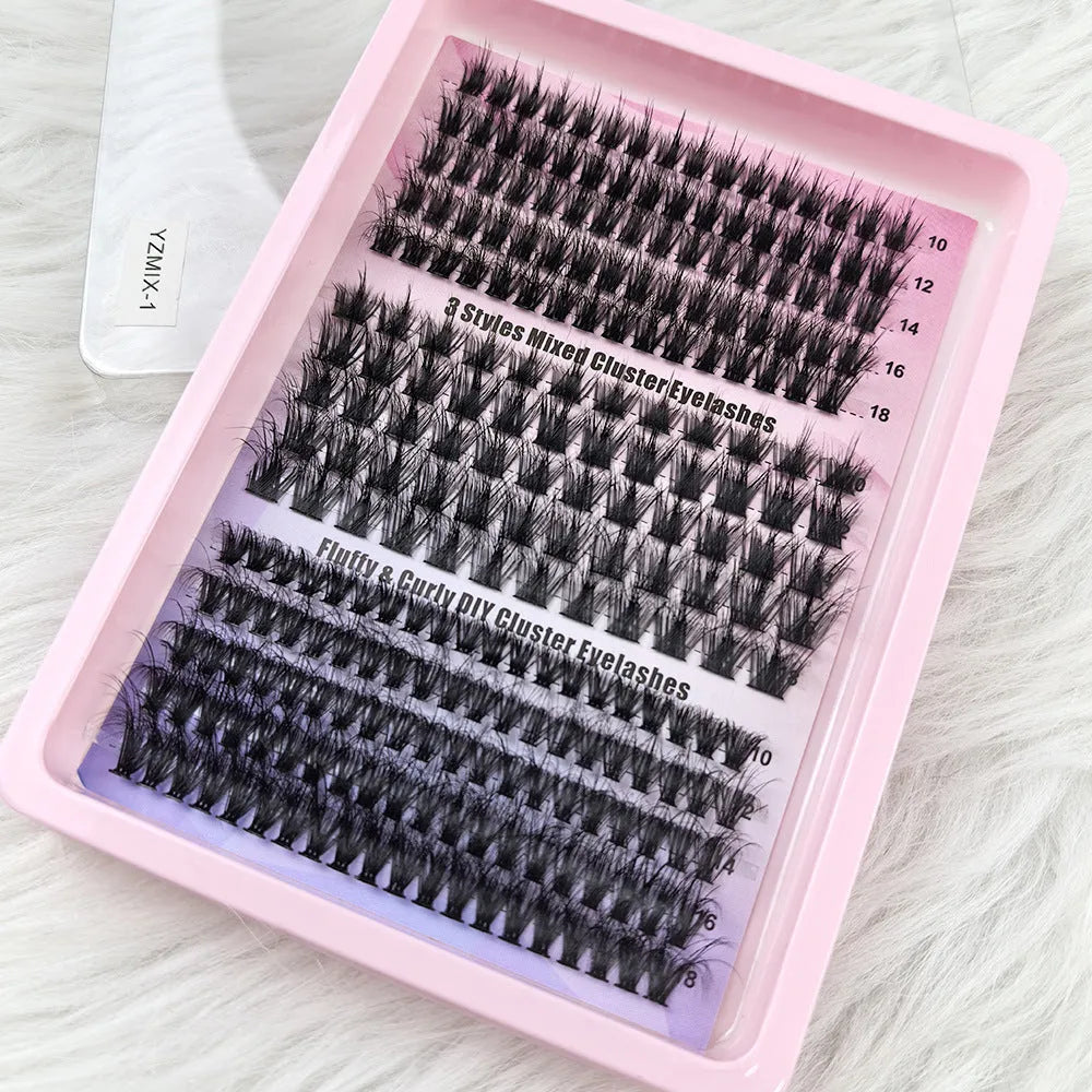 Mixed messy false eyelash set in high imitation material with large capacity storage box
