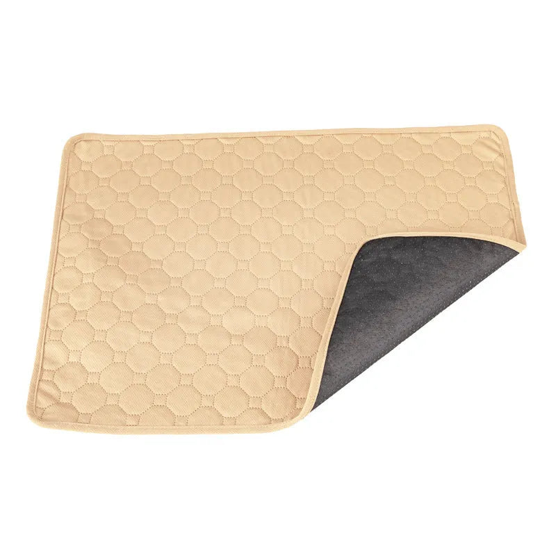 Pet Parents washable dog pee pad in a neutral grey colour, shown folded and unfolded.